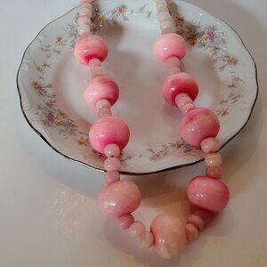 Statement Pink Coral Dyed Quartz Bold Chunky Heavy Necklace